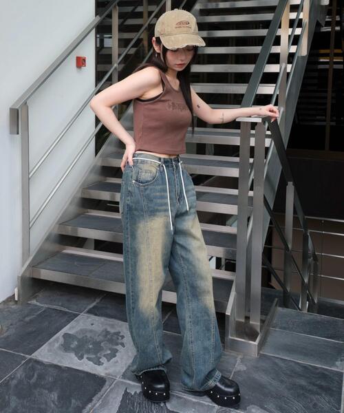 WEGO(ウィゴー)の「WEGO/スタッズグラフィックタンク(タンクトップ・レディース・スミクロ/ブラウン・FREE)」の4枚目の写真