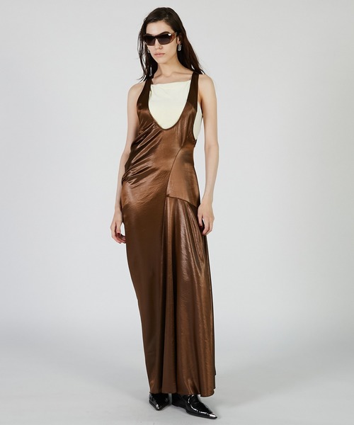 PRANK PROJECT(プランクプロジェクト)の「ドレープタンクドレス / Drape Tank Dress(ワンピース・レディース・ブラック/ブラウン・38/36)」の2枚目の写真