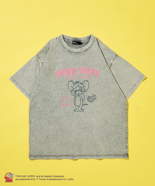 Tom＆Jerry（トムアンドジェリー）の「TOM and JERRY/トムとジェリー ジェリーTEE（Tシャツ/カットソー・レディース・ライトグレー/ピンク・M/L）」の4枚目の写真