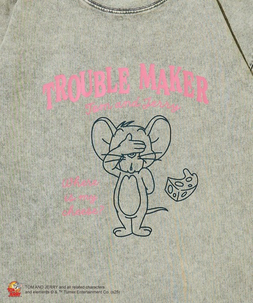 Tom＆Jerry（トムアンドジェリー）の「TOM and JERRY/トムとジェリー ジェリーTEE（Tシャツ/カットソー・レディース・ライトグレー/ピンク・M/L）」の6枚目の写真