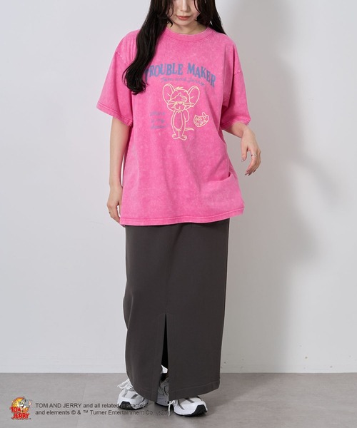 Tom＆Jerry（トムアンドジェリー）の「TOM and JERRY/トムとジェリー ジェリーTEE（Tシャツ/カットソー・レディース・ライトグレー/ピンク・M/L）」の16枚目の写真