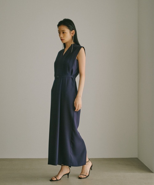 トリアセテートスキッパーネックワンピース（ワンピース）｜anuans（ア