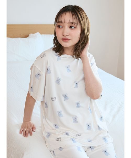 接触冷感】コアラ柄Tシャツ（ルームウェア/パジャマ）｜gelato