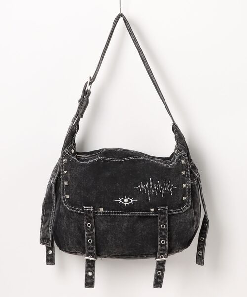 美品✨　DIESEL y2k デニム チェーン ショルダーバッグ グランジ デニムショルダーバッグ/ケミカル加工/刺繍ロゴ/Y2K・グランジ