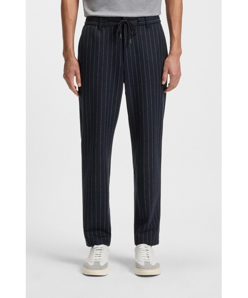 BOSS(ボス)の「テーパードフィットパンツ ブラッシュド ストレッチフランネル(その他パンツ・メンズ・ダークブルー/グレー・54/46/52/50/48/44)」の1枚目の写真