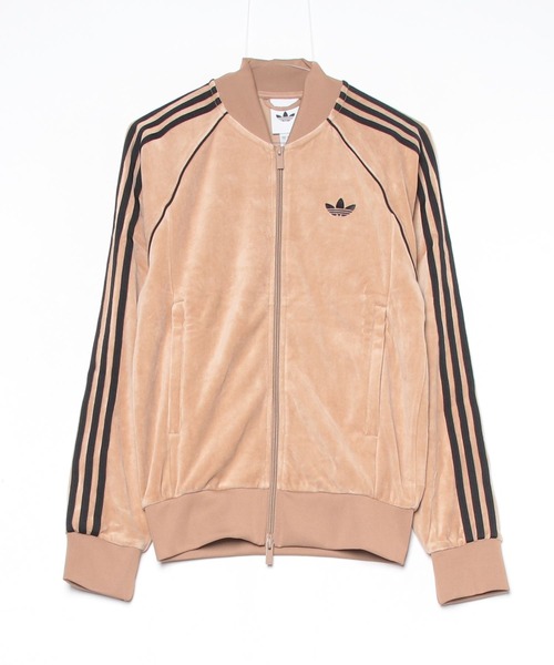 人気色☆ L adidas アディダス SST トラックジャケット モカブラウン SST アディカラー ベロア トラックトップ / ジャージ / トラック