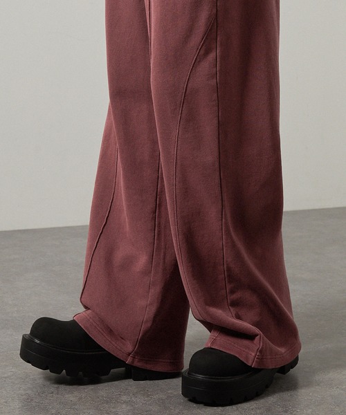 Alfred Alex（アルフレッドアレックス）の「【Alfred Alex】ヴィンテージ加工ピグメントダメージパッチロゴドロストカーブスウェットパンツ【セットアップ対応】（スウェットパンツ・メンズ・ブラック/ワインレッド/チャコール/グレイッシュブルー・S/M/L）」の11枚目の写真