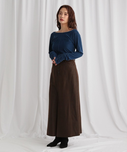 mysty woman(ミスティウーマン)の「2WAYシアーベロアロンT 594241(Tシャツ/カットソー・レディース・オフホワイト/ブルー/ブラック・FREE)」の12枚目の写真