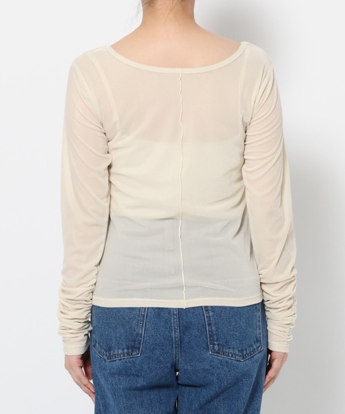 mysty woman(ミスティウーマン)の「2WAYシアーベロアロンT 594241(Tシャツ/カットソー・レディース・オフホワイト/ブルー/ブラック・FREE)」の15枚目の写真