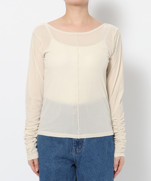 mysty woman(ミスティウーマン)の「2WAYシアーベロアロンT 594241(Tシャツ/カットソー・レディース・オフホワイト/ブルー/ブラック・FREE)」の21枚目の写真