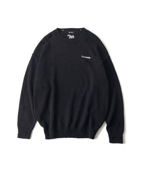 Subciety(サブサエティ)の「Wash damaged knit(ニット/セーター・メンズ・ネイビー/グレー/ブラック・X-LARGE/LARGE/MEDIUM/SMALL)」の18枚目の写真