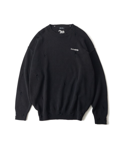 Subciety(サブサエティ)の「Wash damaged knit(ニット/セーター・メンズ・ネイビー/グレー/ブラック・X-LARGE/LARGE/MEDIUM/SMALL)」の5枚目の写真