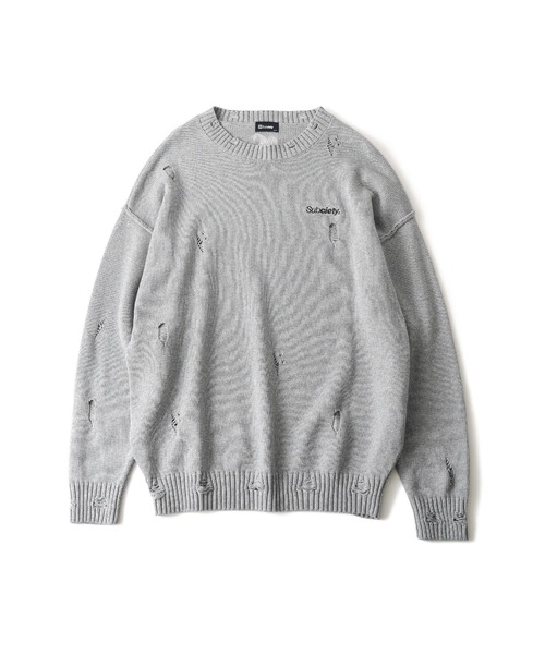 Subciety(サブサエティ)の「Wash damaged knit(ニット/セーター・メンズ・ネイビー/グレー/ブラック・X-LARGE/LARGE/MEDIUM/SMALL)」の6枚目の写真