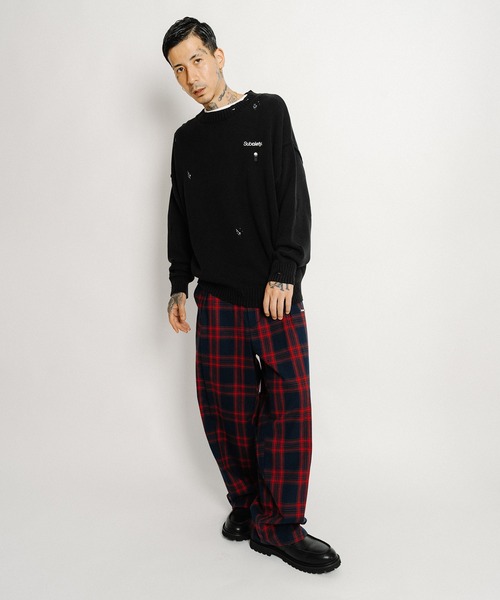 Subciety(サブサエティ)の「Wash damaged knit(ニット/セーター・メンズ・ネイビー/グレー/ブラック・X-LARGE/LARGE/MEDIUM/SMALL)」の11枚目の写真