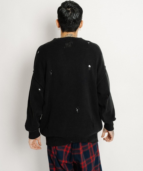 Subciety(サブサエティ)の「Wash damaged knit(ニット/セーター・メンズ・ネイビー/グレー/ブラック・X-LARGE/LARGE/MEDIUM/SMALL)」の13枚目の写真