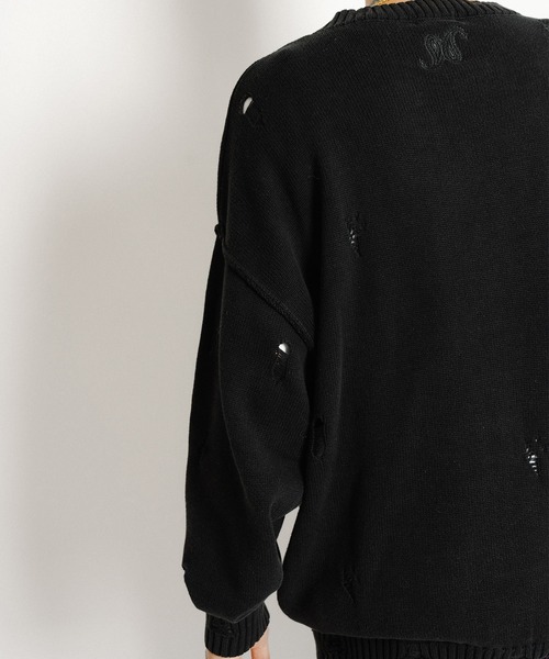 Subciety(サブサエティ)の「Wash damaged knit(ニット/セーター・メンズ・ネイビー/グレー/ブラック・X-LARGE/LARGE/MEDIUM/SMALL)」の15枚目の写真