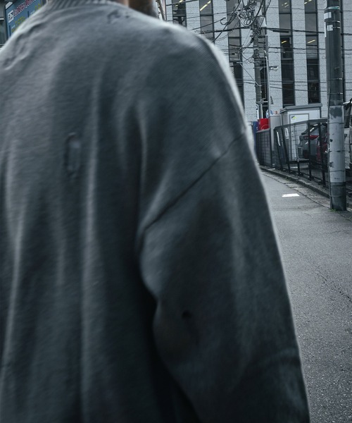 Subciety(サブサエティ)の「Wash damaged knit(ニット/セーター・メンズ・ネイビー/グレー/ブラック・X-LARGE/LARGE/MEDIUM/SMALL)」の21枚目の写真
