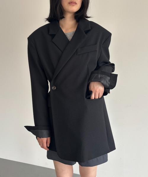 FUULLY STUDIO（フーリィーステューディオ）の「2WAYボクシーテーラードジャケット（テーラードジャケット・レディース・ブラック/ブラウン/グレー・FREE）」の5枚目の写真
