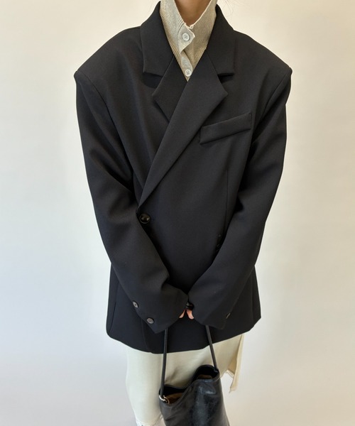 FUULLY STUDIO（フーリィーステューディオ）の「2WAYボクシーテーラードジャケット（テーラードジャケット・レディース・ブラック/ブラウン/グレー・FREE）」の17枚目の写真