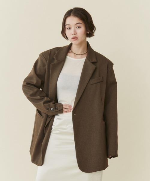 FUULLY STUDIO（フーリィーステューディオ）の「2WAYボクシーテーラードジャケット（テーラードジャケット・レディース・ブラック/ブラウン/グレー・FREE）」の9枚目の写真