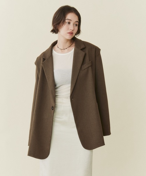 FUULLY STUDIO（フーリィーステューディオ）の「2WAYボクシーテーラードジャケット（テーラードジャケット・レディース・ブラック/ブラウン/グレー・FREE）」の12枚目の写真