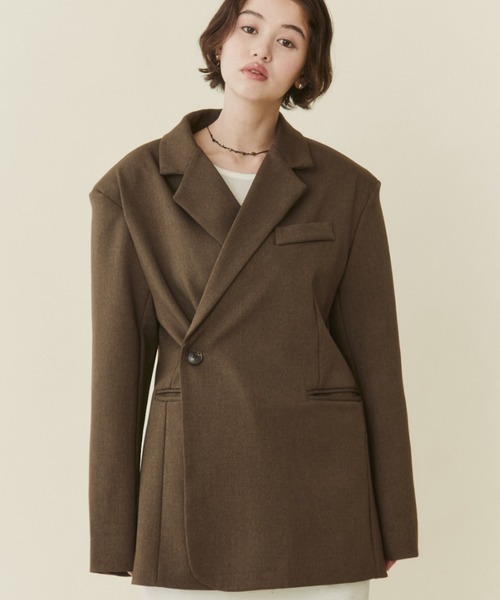 FUULLY STUDIO（フーリィーステューディオ）の「2WAYボクシーテーラードジャケット（テーラードジャケット・レディース・ブラック/ブラウン/グレー・FREE）」の13枚目の写真