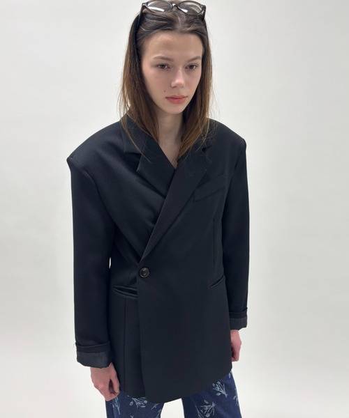 FUULLY STUDIO（フーリィーステューディオ）の「2WAYボクシーテーラードジャケット（テーラードジャケット・レディース・ブラック/ブラウン/グレー・FREE）」の6枚目の写真