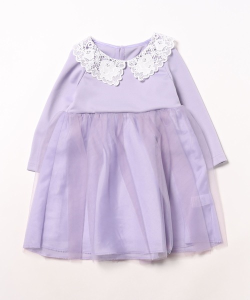 Catherine Cottage（キャサリンコテージ）の「レース襟チュールスカートワンピース 長袖（ワンピース・キッズ・ピンク/ネイビー/ブラック/サックスブルー/ライラック・100/110/120/130）」の8枚目の写真