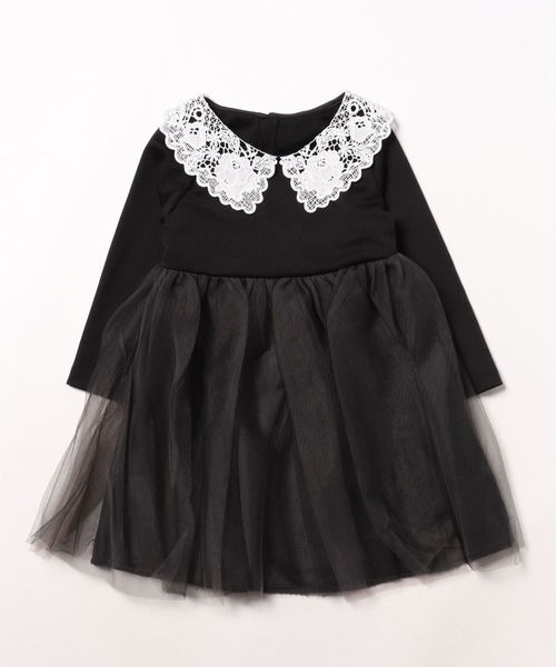 Catherine Cottage（キャサリンコテージ）の「レース襟チュールスカートワンピース 長袖（ワンピース・キッズ・ピンク/ネイビー/ブラック/サックスブルー/ライラック・100/110/120/130）」の9枚目の写真