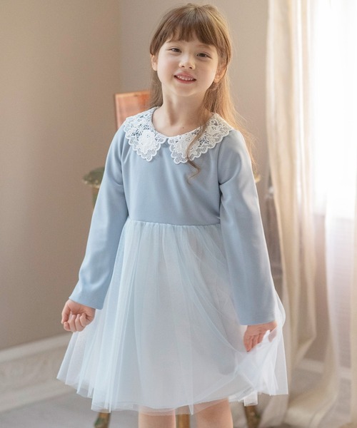 Catherine Cottage（キャサリンコテージ）の「レース襟チュールスカートワンピース 長袖（ワンピース・キッズ・ピンク/ネイビー/ブラック/サックスブルー/ライラック・100/110/120/130）」の19枚目の写真