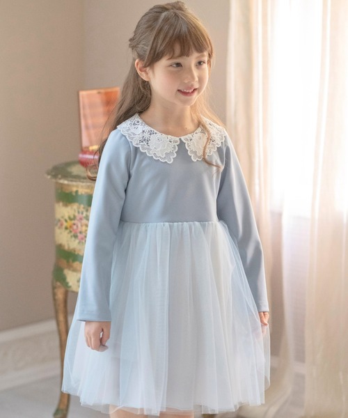 Catherine Cottage（キャサリンコテージ）の「レース襟チュールスカートワンピース 長袖（ワンピース・キッズ・ピンク/ネイビー/ブラック/サックスブルー/ライラック・100/110/120/130）」の20枚目の写真