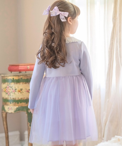 Catherine Cottage（キャサリンコテージ）の「レース襟チュールスカートワンピース 長袖（ワンピース・キッズ・ピンク/ネイビー/ブラック/サックスブルー/ライラック・100/110/120/130）」の22枚目の写真