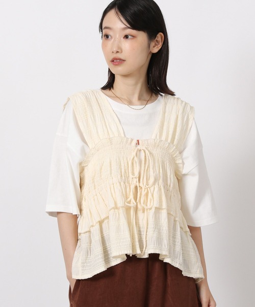 LAKOLE（ラコレ）の「モールストライプビスチェ / 588561（ベスト・レディース・アイボリー/ブラック/ブラウン/テラコッタ・FREE）」の12枚目の写真