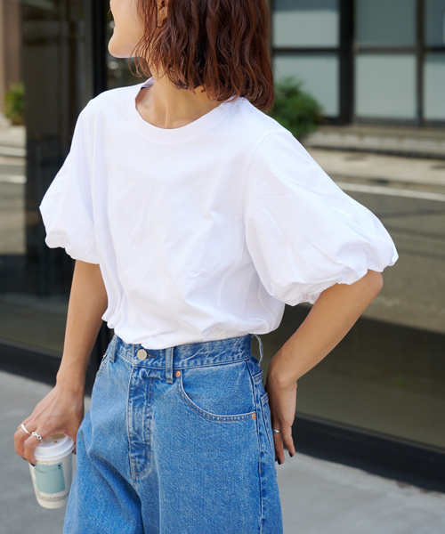OUTDOOR PRODUCTS(アウトドアプロダクツ)の「追加 バルーンスリーブ プルオーバー(Tシャツ/カットソー・レディース・ブラック/キャメル/ホワイト・FREE)」の5枚目の写真