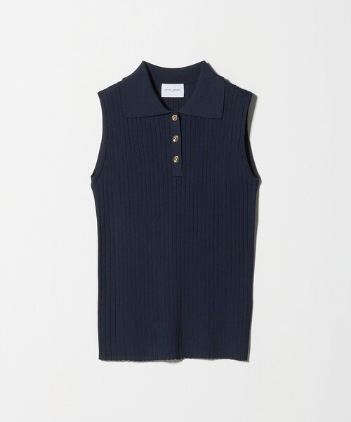 ♡美品 シルクワイドリブノースリーブニット Navy♡ SLOANE（スローン）の「SLOANE / 18ゲージ ワイドリブ シルク