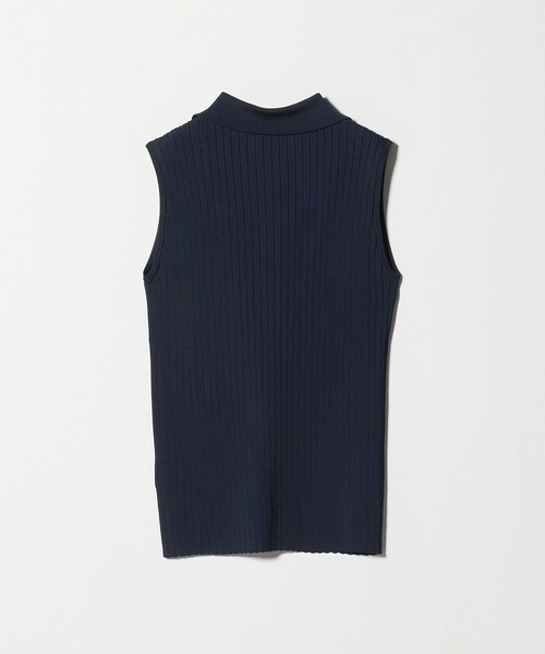 ♡美品 シルクワイドリブノースリーブニット Navy♡ シルクワイドリブノースリーブニット - SOÉJU online store