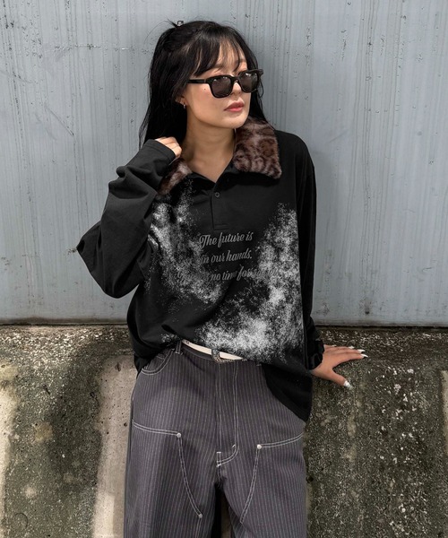 sedacle（セダクル）の「レオパードファーカラーロンT（Tシャツ/カットソー・レディース・アイボリー/ブラック・LARGE/MEDIUM/SMALL）」の22枚目の写真