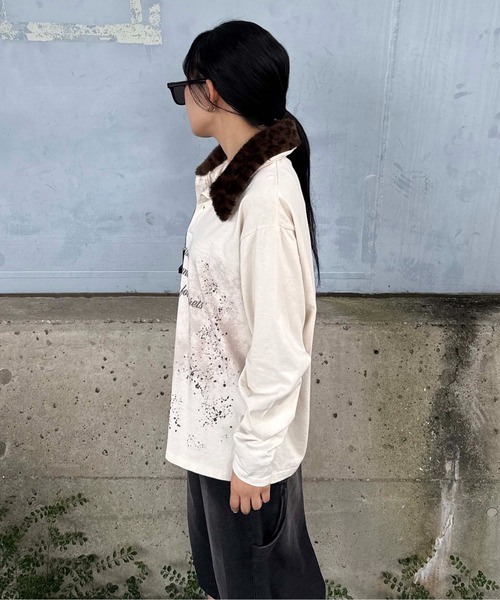 sedacle（セダクル）の「レオパードファーカラーロンT（Tシャツ/カットソー・レディース・アイボリー/ブラック・LARGE/MEDIUM/SMALL）」の4枚目の写真