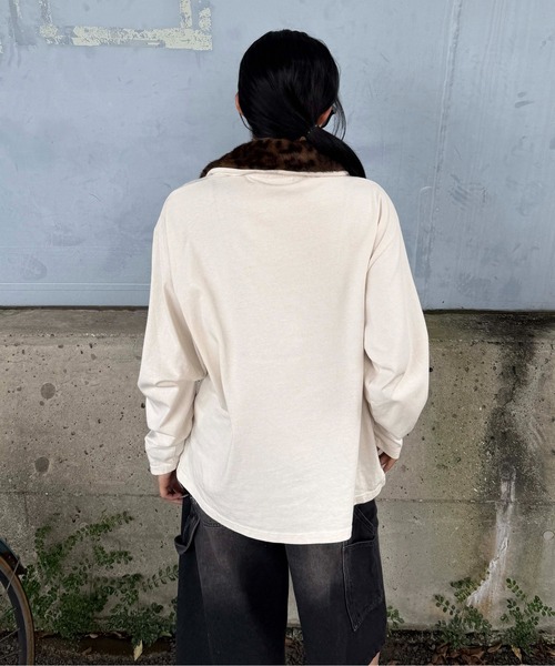 sedacle（セダクル）の「レオパードファーカラーロンT（Tシャツ/カットソー・レディース・アイボリー/ブラック・LARGE/MEDIUM/SMALL）」の5枚目の写真