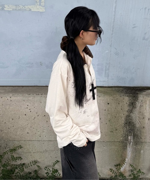 sedacle（セダクル）の「レオパードファーカラーロンT（Tシャツ/カットソー・レディース・アイボリー/ブラック・LARGE/MEDIUM/SMALL）」の6枚目の写真