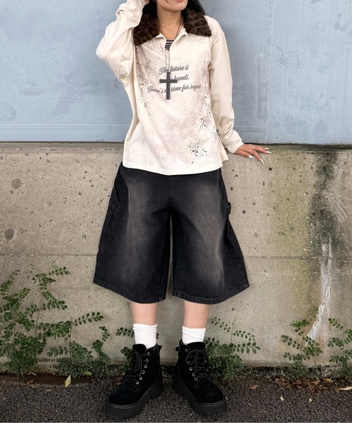 sedacle（セダクル）の「レオパードファーカラーロンT（Tシャツ/カットソー・レディース・アイボリー/ブラック・LARGE/MEDIUM/SMALL）」の7枚目の写真