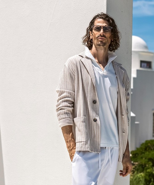 1piu1uguale3 RELAX ストライプ テーラード ジャケット WEB・直営店限定】1PIU1UGUALE3 RELAX(ウノピゥウノウグァーレトレ