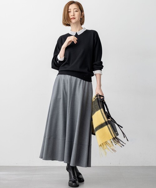 23区(ニジュウサンク)の「【VERY・CLASSY.掲載/洗える】エンブロイダリー ジオメトリックレースコンビ ニット(ニット/セーター・レディース・ネイビー系/グレー系/ブラック系・40/38)」の7枚目の写真