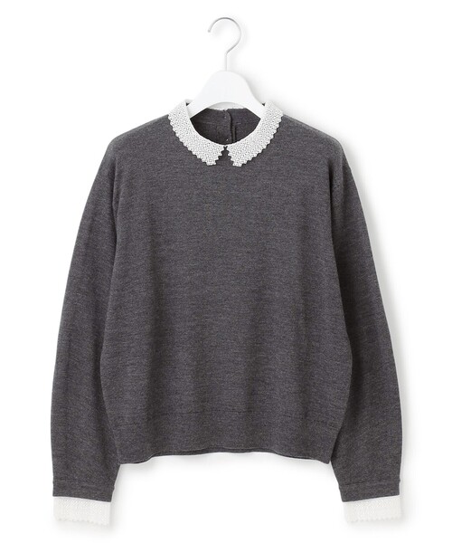 23区(ニジュウサンク)の「【VERY・CLASSY.掲載/洗える】エンブロイダリー ジオメトリックレースコンビ ニット(ニット/セーター・レディース・ネイビー系/グレー系/ブラック系・40/38)」の16枚目の写真