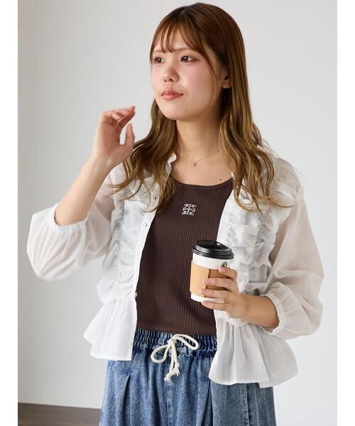 ehka sopo(エヘカソポ)の「シャーリングバンドカラーブラウス(シャツ/ブラウス・レディース・ブラウン/オフホワイト/ブラック・F)」の21枚目の写真