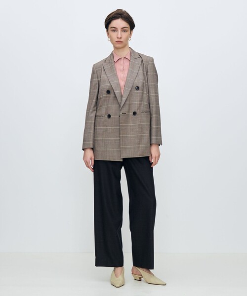 バーガンディーグレンチェック ダブルブレストジャケット（テーラード