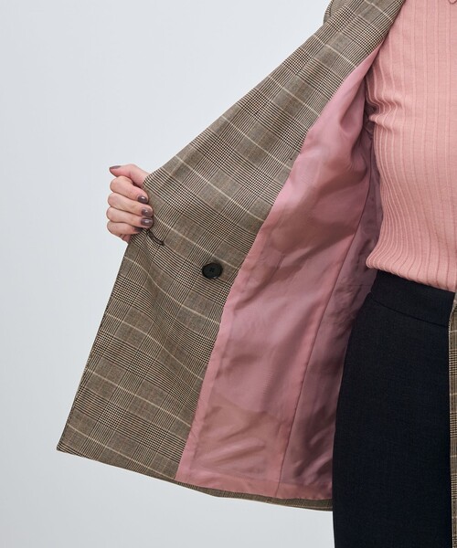 バーガンディーグレンチェック ダブルブレストジャケット（テーラード