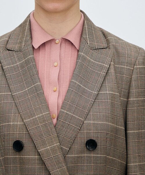 バーガンディーグレンチェック ダブルブレストジャケット（テーラード