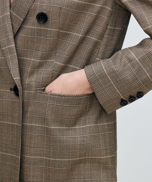 バーガンディーグレンチェック ダブルブレストジャケット（テーラード