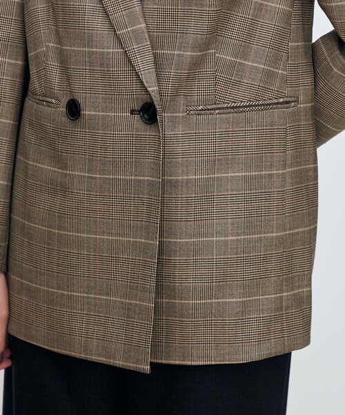 バーガンディーグレンチェック ダブルブレストジャケット（テーラード